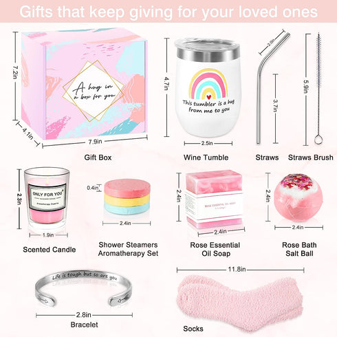 Feel Better Gift Box with Tumbler & Spa Set for Mom Female Friend Sister, Encouragement Thinking of You Gifts